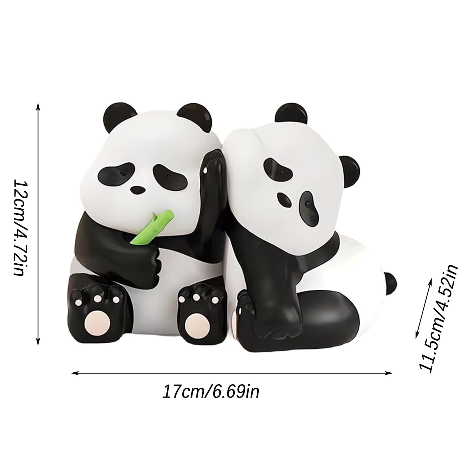 Whbbbj 2pcs Cute Panda Decorative Bookends, Resin Unique Animal Book Ends, Fun Modern Home Sculptures, Modern Panda Statues, for Living Room Entrance, Bookshelf, Bedroom, Office Table Decorations