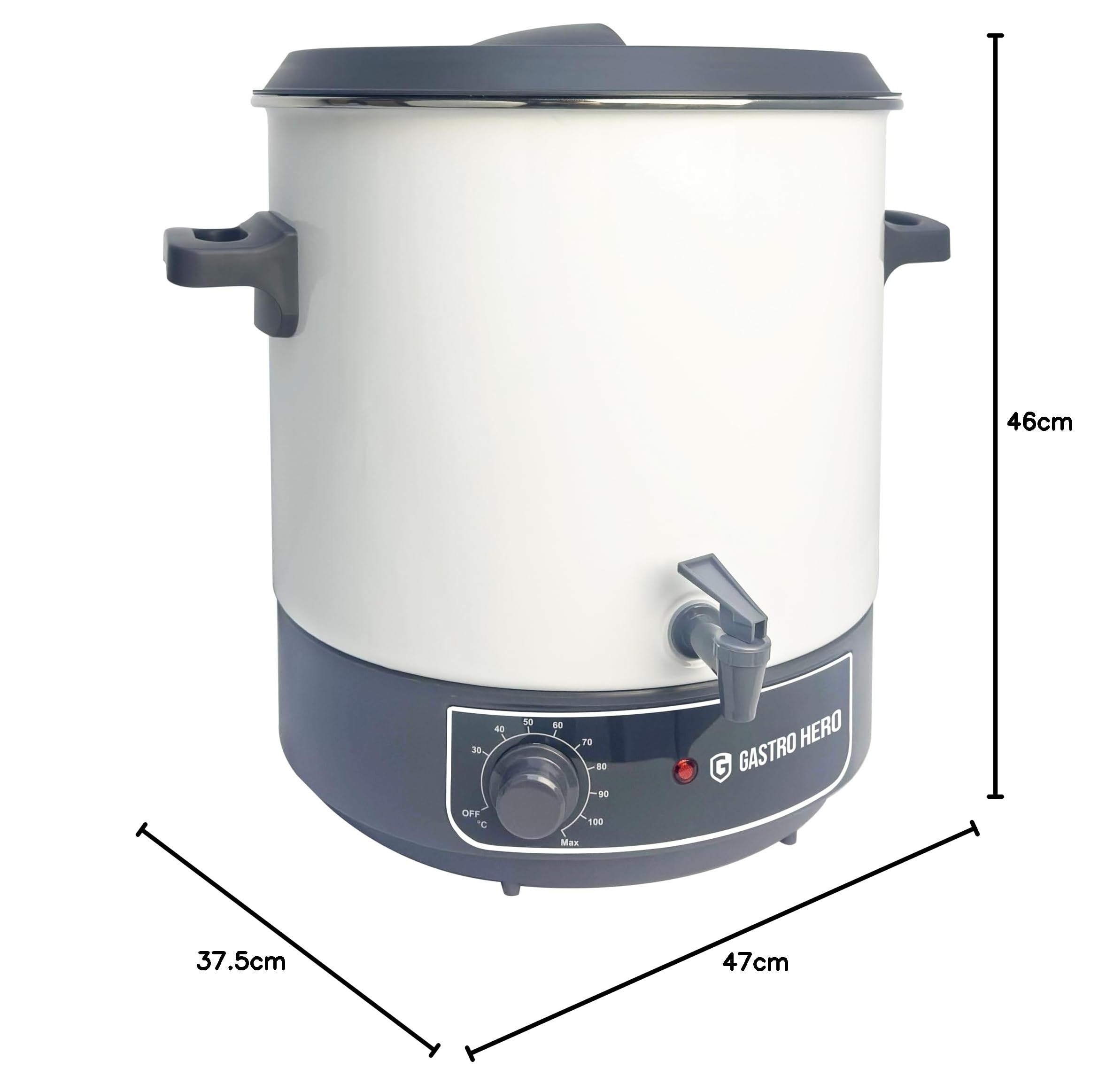 GastroHero Glühweinkocher 23L Einkochautomat elektrisch mit Auslaufhahn Thermostat 30-110°C 1800W