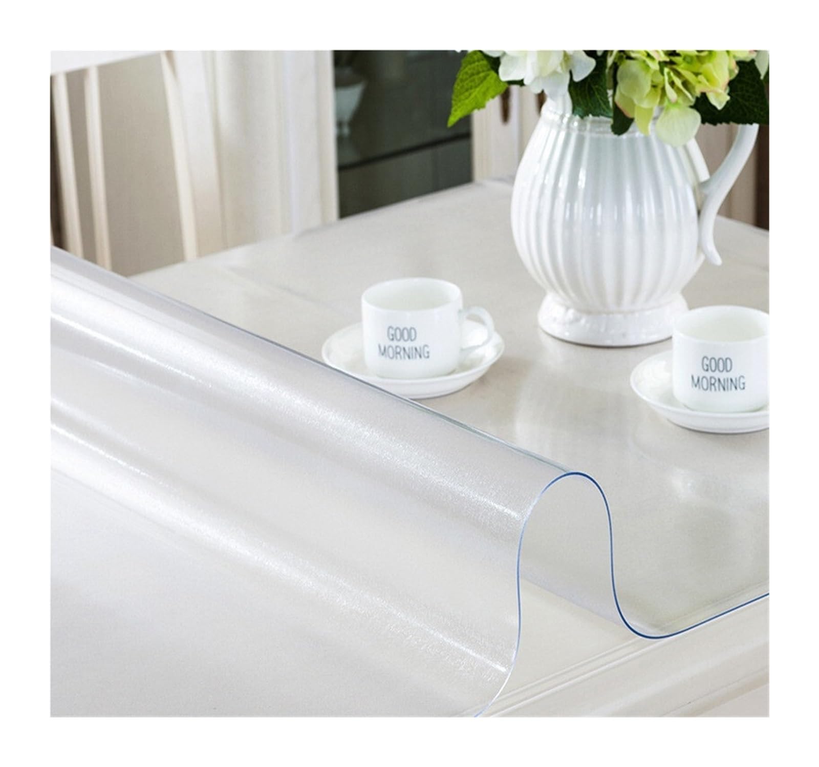 Clear Table Protector Soft Glass Tablecloth PVC Transparent D' Waterproof Oilproof Kitchen Dining Table Cover Tablecloth For Rectangular(Matte1.0mm,90x130cm)