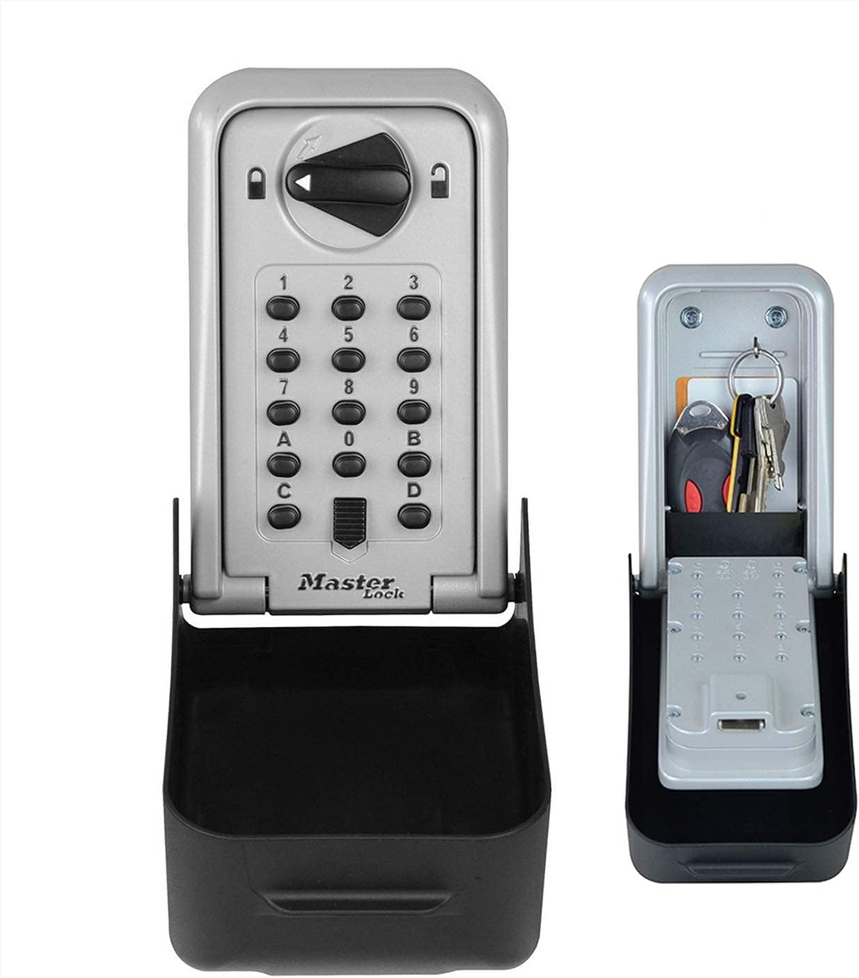 Master Lock Caja Fuerte para Llaves certificada + Correa de Llaves retráctil [Extragrande][Montaje Mural] - 5426EURD - Caja de Seguridad Profesional