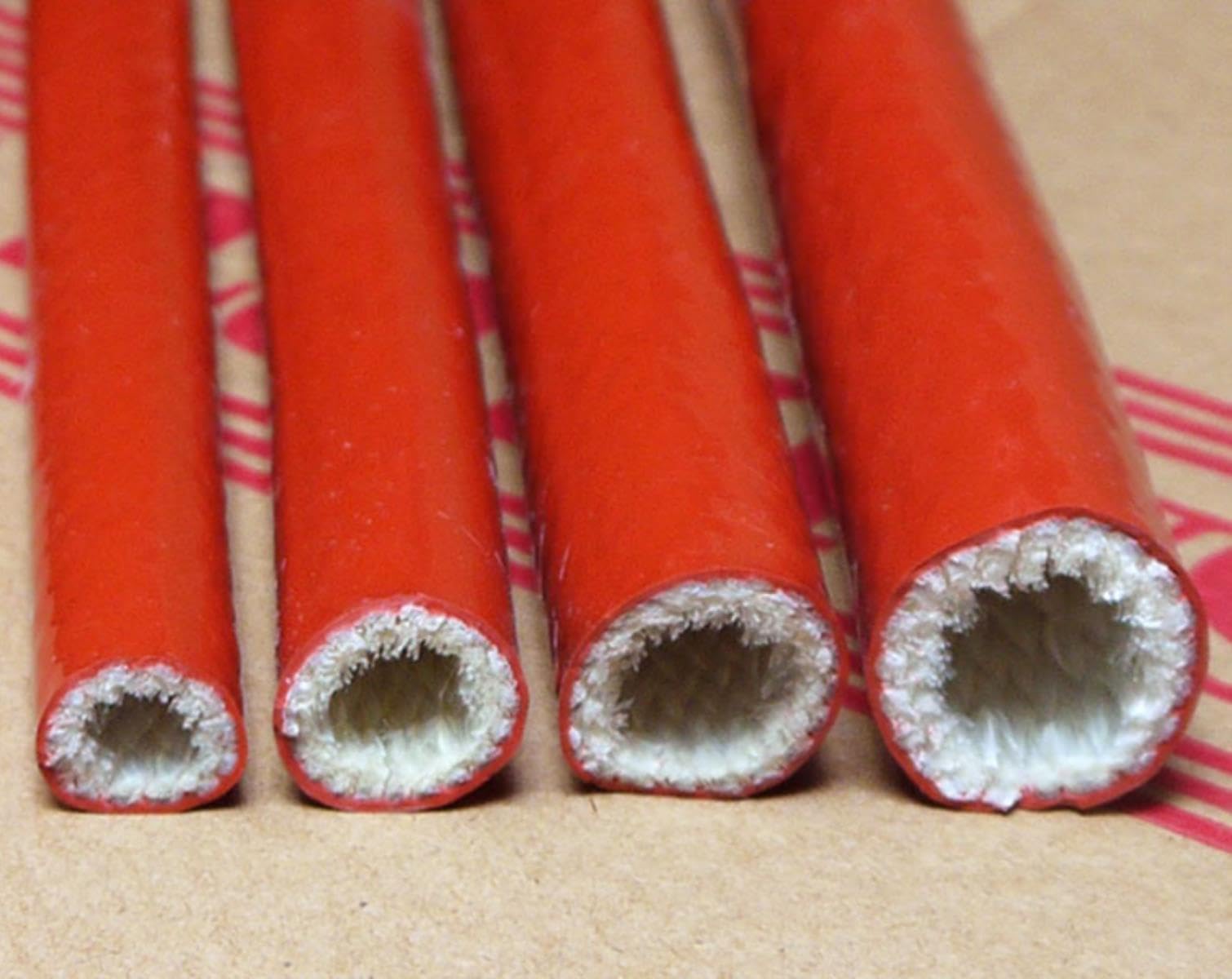 Tubo De Fibra De Vidrio Resistente A Altas Temperaturas Recubierto De Resina De Silicona Fibra De Vidrio Trenzada Funda Ignífuga Tubo De Carcasa Retardante De Fuego-Rojo,20mm,5 Metros