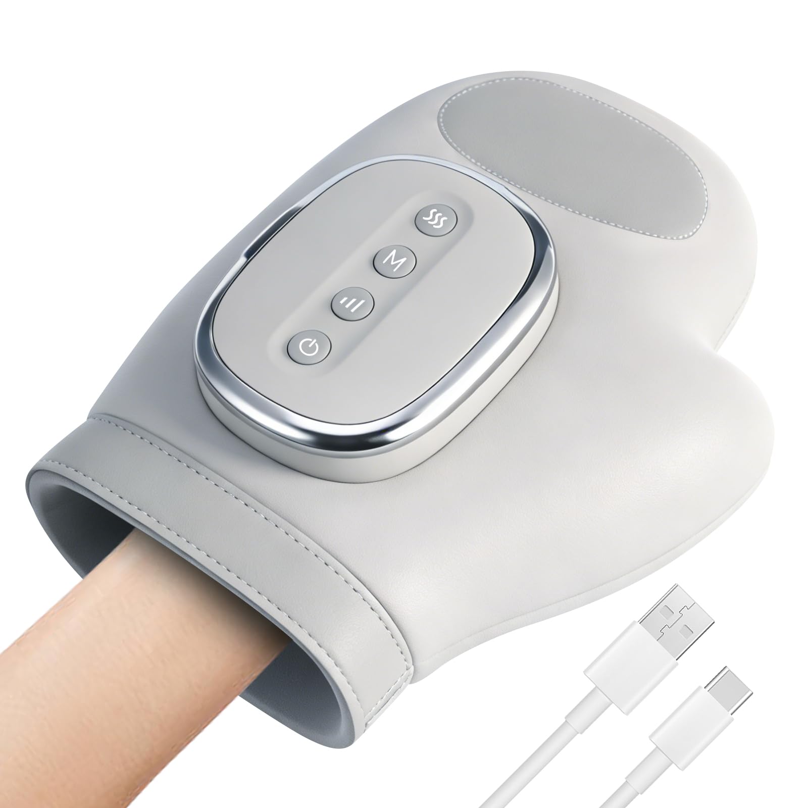 Hand Massager with Heat and Compression, 3 in 1 Hand Massager with 3 Massage 5 Compression Models Therapy Glove, Updated Finger Massager Gift for Women Men