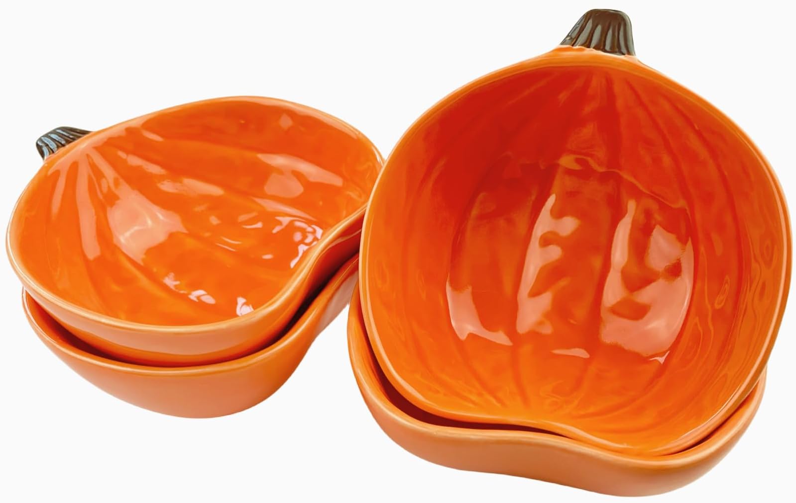 Pumpkin Ramekins Small Ceramic Pumpkins Bowls for Baking 6 Oz Oven Safe Mini Pumpkin Dish for Serving Dip and Sauce, 4pcs