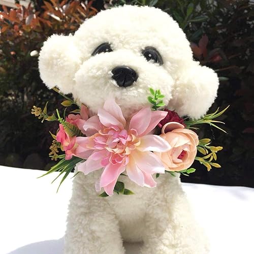 Miniatura 3 de Collar de flores de boda para perros, diadema de flores para perro, diadema de corona de flores para mascotas, corona natural de hojas de flores