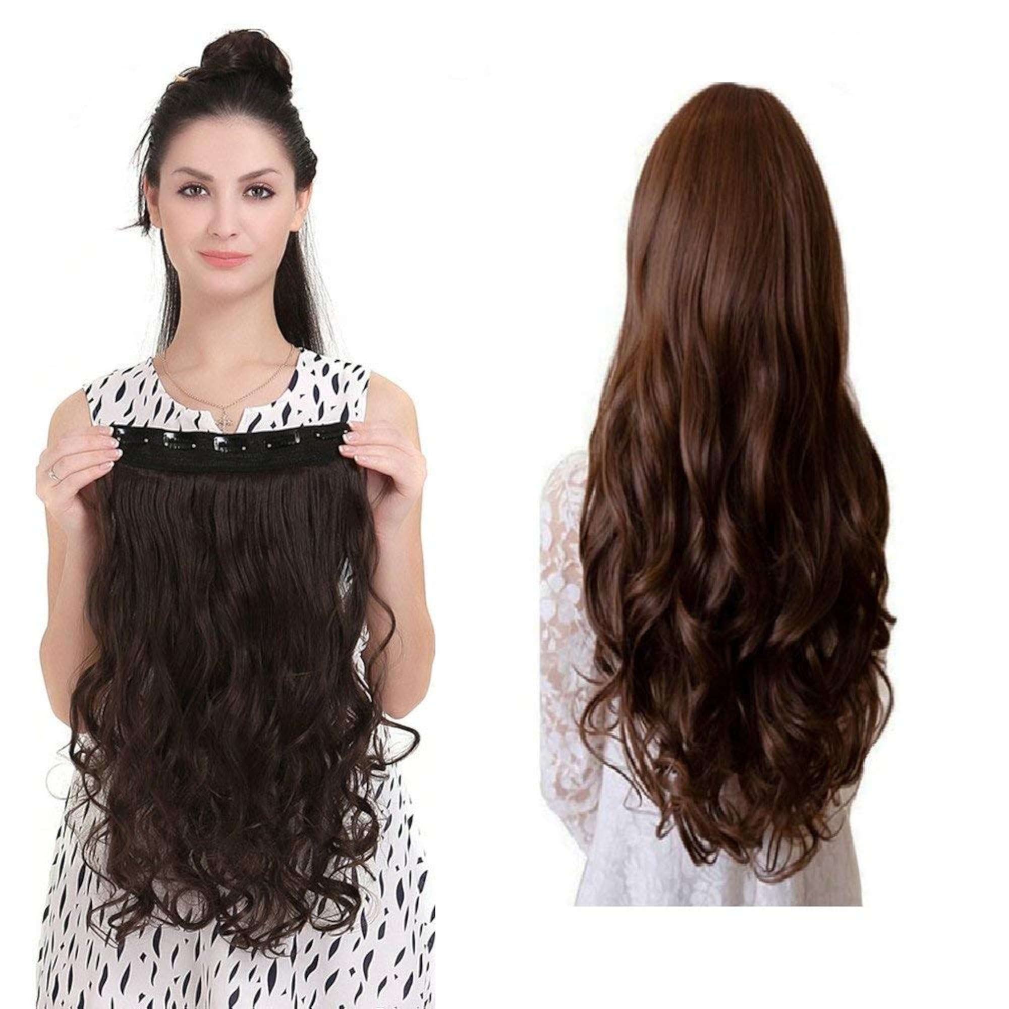24 INCH Curly Wavy Hair Extensions for Women, Clip-On