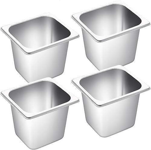 Miniatura 8 de Jinei Sartén de acero inoxidable 201 de 16 de 6 pulgadas de profundidad, bandeja de vapor de acero inoxidable 201 para almacenamiento, catering,