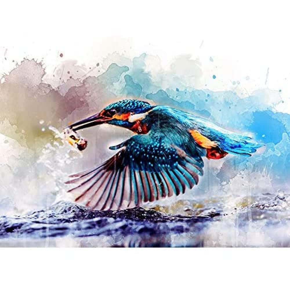 Artery8 Watercolour Filter Kingfisher Bird River Photo Art Print Canvas Premium Wall Decor Poster Mural