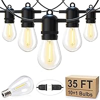 Vista 7 de Brightown -Guirnalda de luces led para exterior regulable, 40 bombillas globo G40 de plástico, toda resistente al clima, luz comercial, para colgar