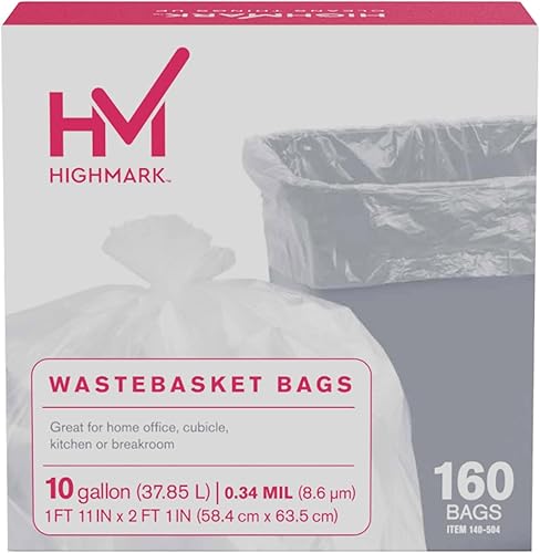 Highmark Bolsas de basura, 10 galones, caja de 160, DP00504