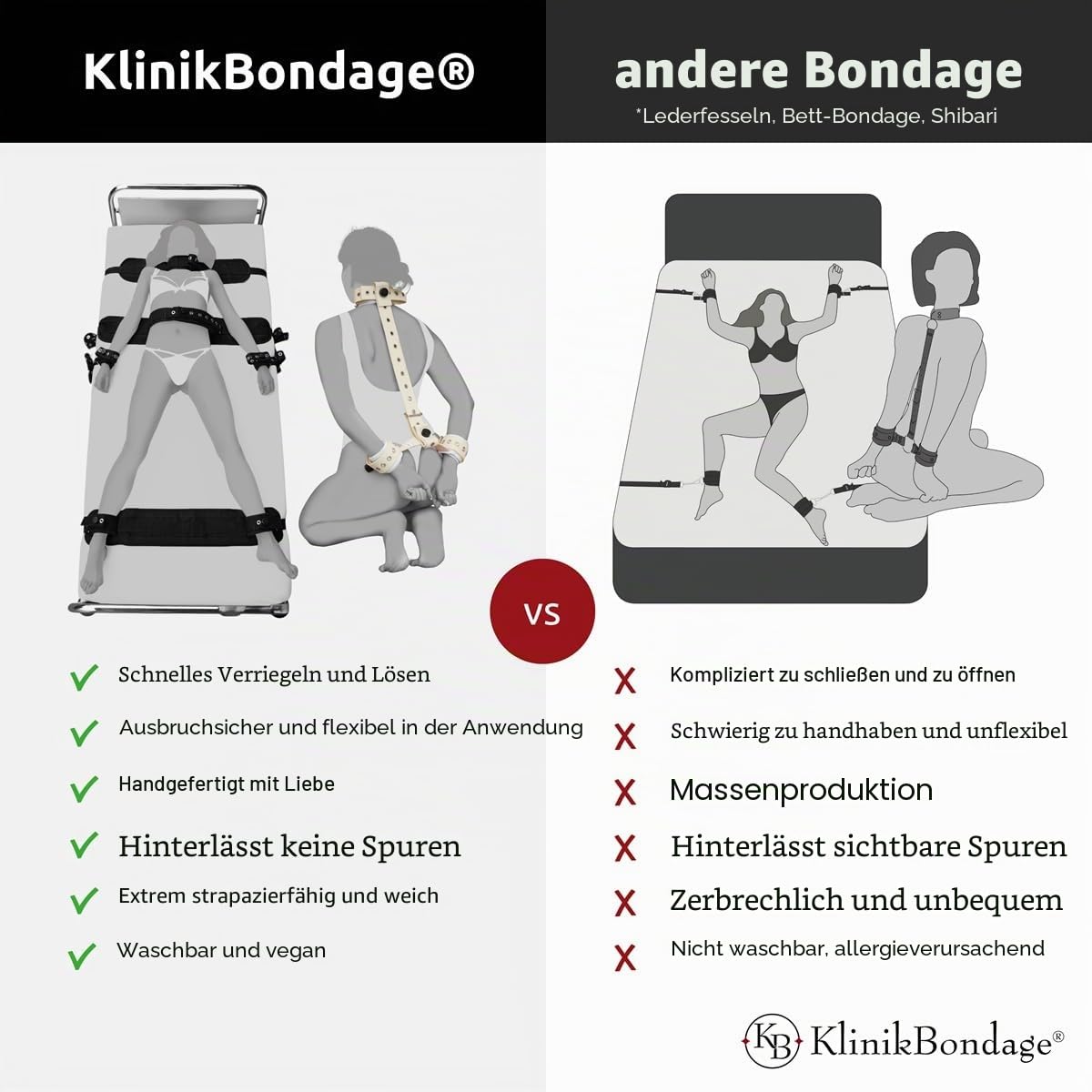 Großes Ganzkörper Set BDSM Bondage I Fesseln mit Segufix Schlössern - Premium Sexspielzeug sehr stabil I schwarz I handgefertigt aus Baumwolle I für alle Bett-Typen