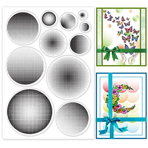 GLOBLELAND Clear Stamps Gradient Round Dot Background Silicone Clear Stamp Seals for Cards Making DIY Scrapbooking Photo Journal Album Decoration