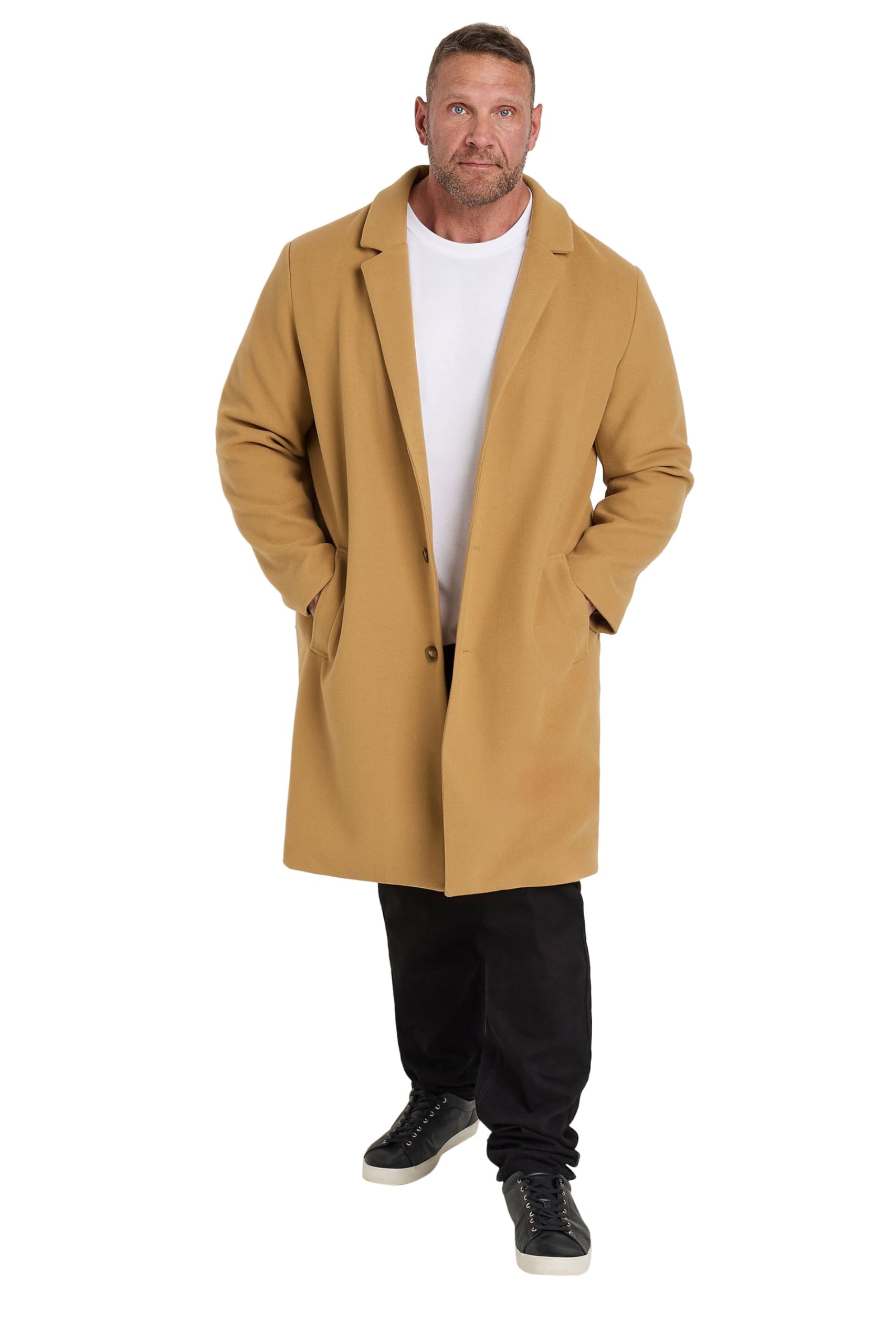 BadRhino Light Brown Collar Design Formal Overcoat - Men's 4XL