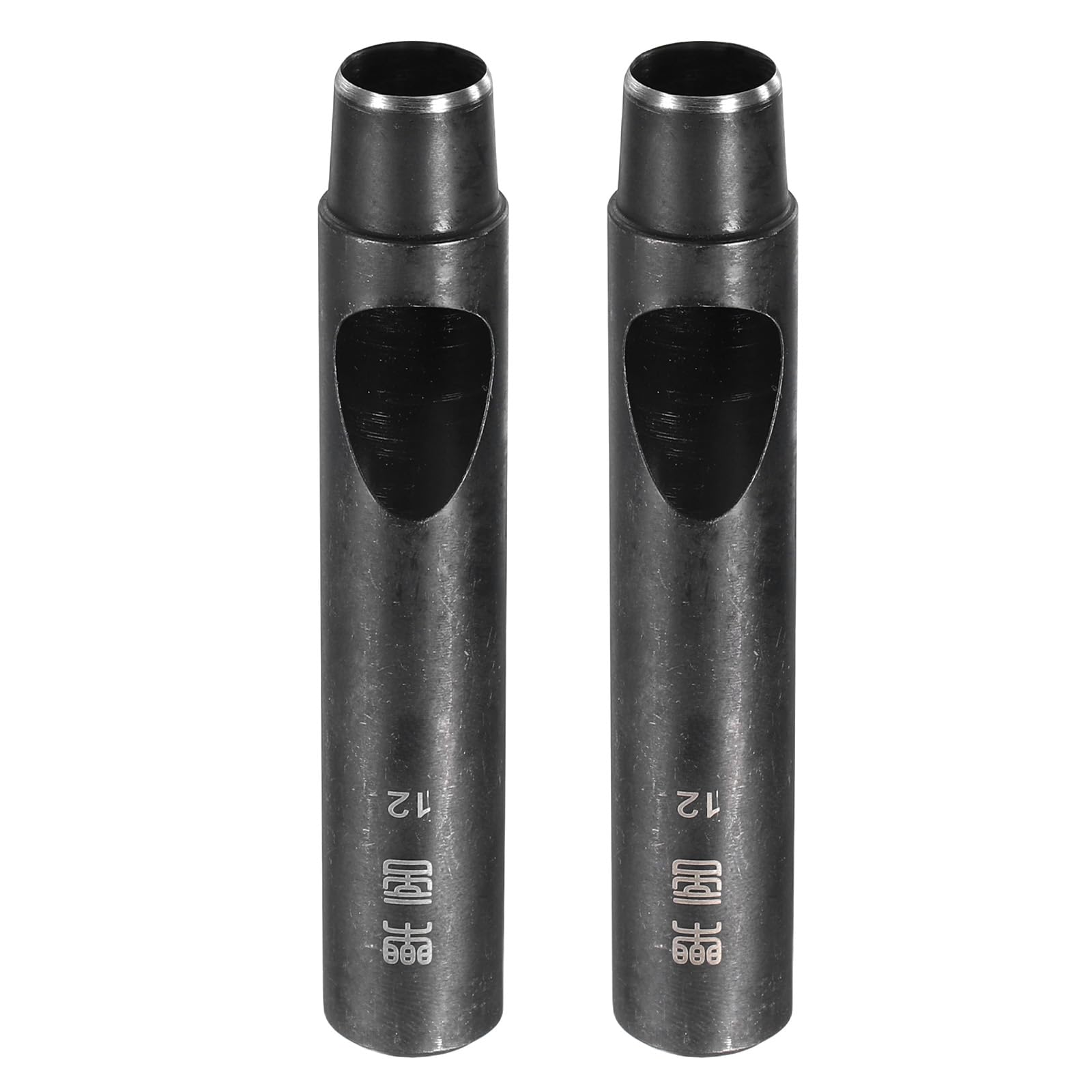 sourcing map 2pcs Leather Round Hole Punch, 12mm Hollow Hole Puncher Carbon Steel Circle Hole Punching Cutting Tool for Belt/Leather Craft DIY