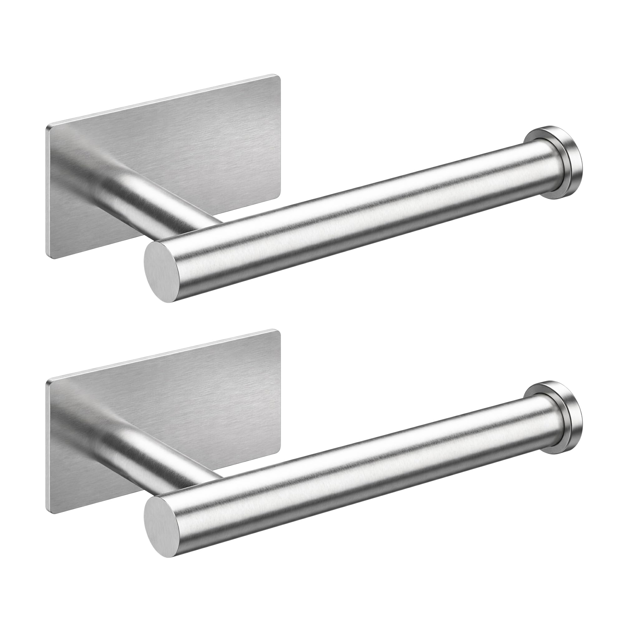 GlazieVault Self Adhesive Toilet Roll Holder Pack of 2 β SUS304 Stainless Steel Stick On Toilet Paper Holder, No Drill Bathroom Toilet Roll Holder, Waterproof Brushed Finish for Bathroom &Kitchen