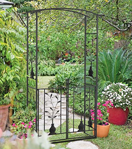 Erinnyees Garden Arches, Garden Arbors Outdoor Black Metal Arbor With Double Gate For Climbing Plants Vines Roses, For Garden Wedding Lawn Bridal Party Decoration #TOP7