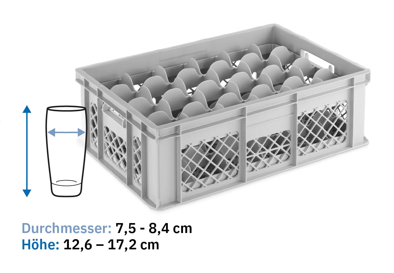 DIE BOX FABRIK Gläserkiste 600x400x200mm mit versch. Einsätzen (24 Gläser 6x4)