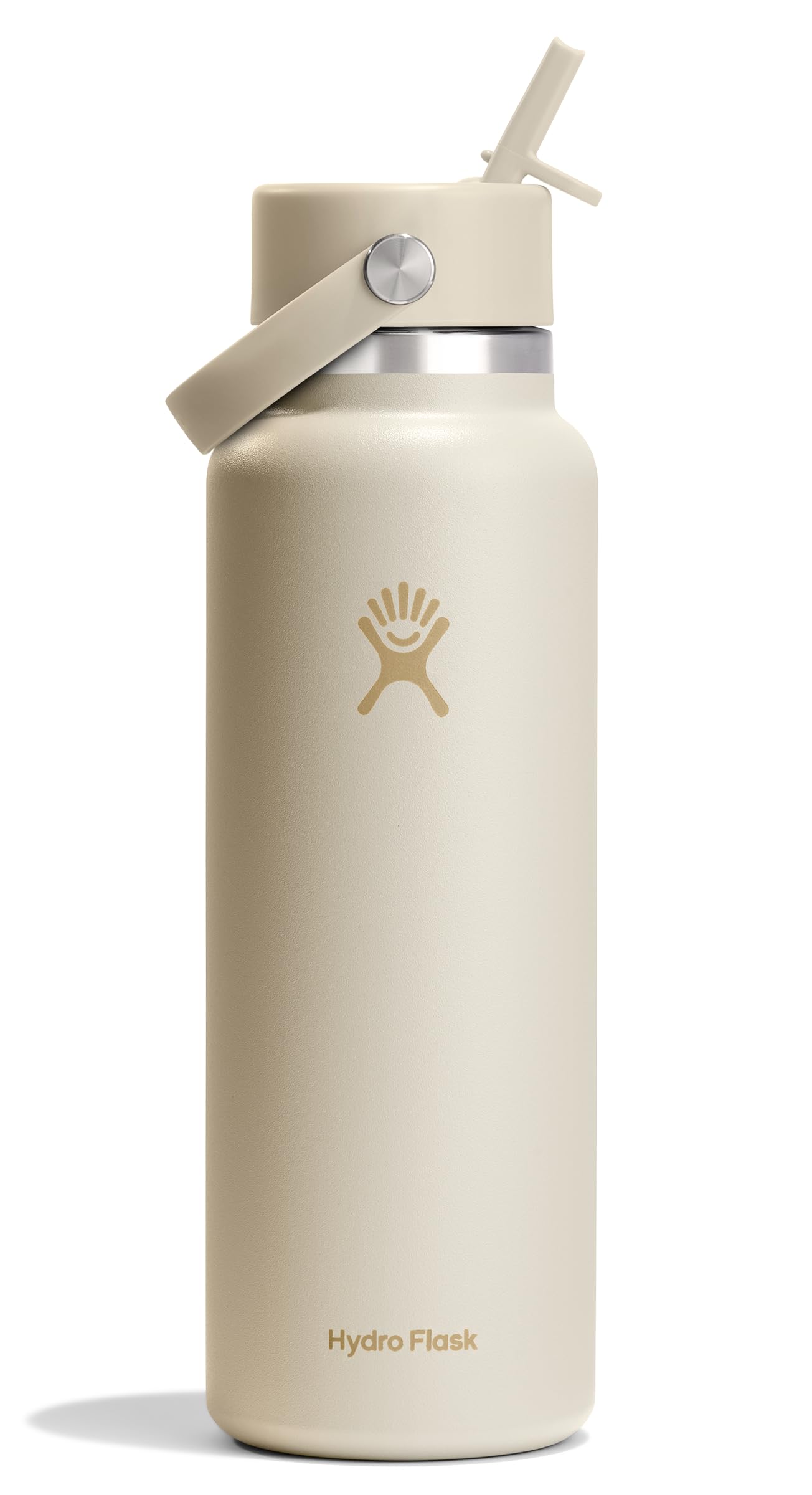 Photo 1 of ***has dent on side ***Hydro Flask Water Bottle - Insulated Stainless Steel - Wide Mouth Flex Straw Lid, Non Spill, Leakproof and Refillable in 40 Oz Coconut Cream