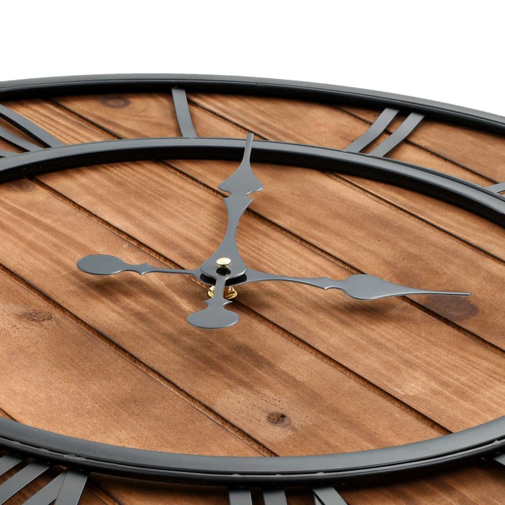 vidaXL Reloj de Pared Vintage Movimiento Cuarzo Madera Metal 60 cm XXL