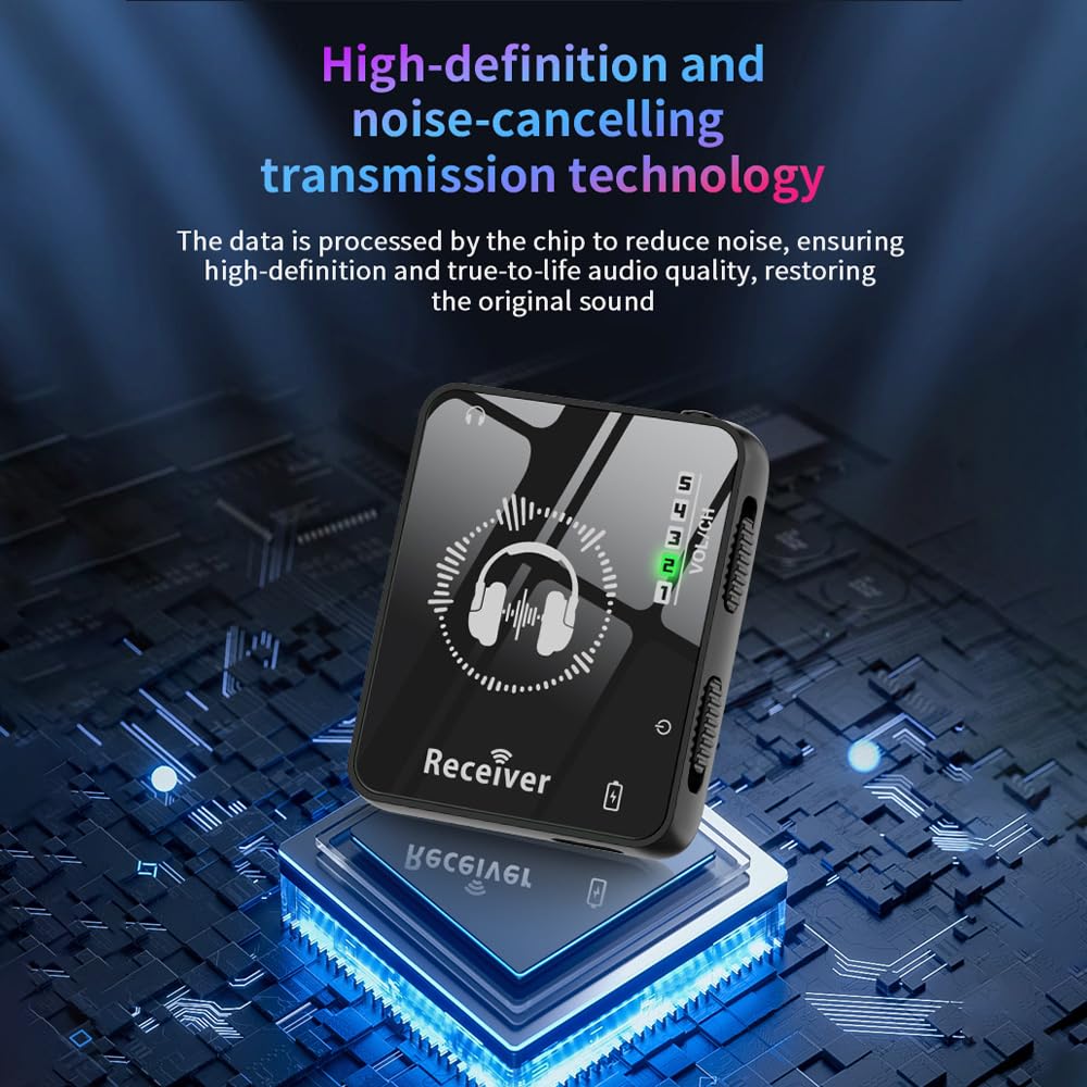 Hanzete 2.4G Wireless In-Ear Monitor System Trasmettitore Rotazione 282° Portatile Collare Clip Ricevitore Ricaricabile Accoppiamento Automatico Bassa Latenza 39,9m