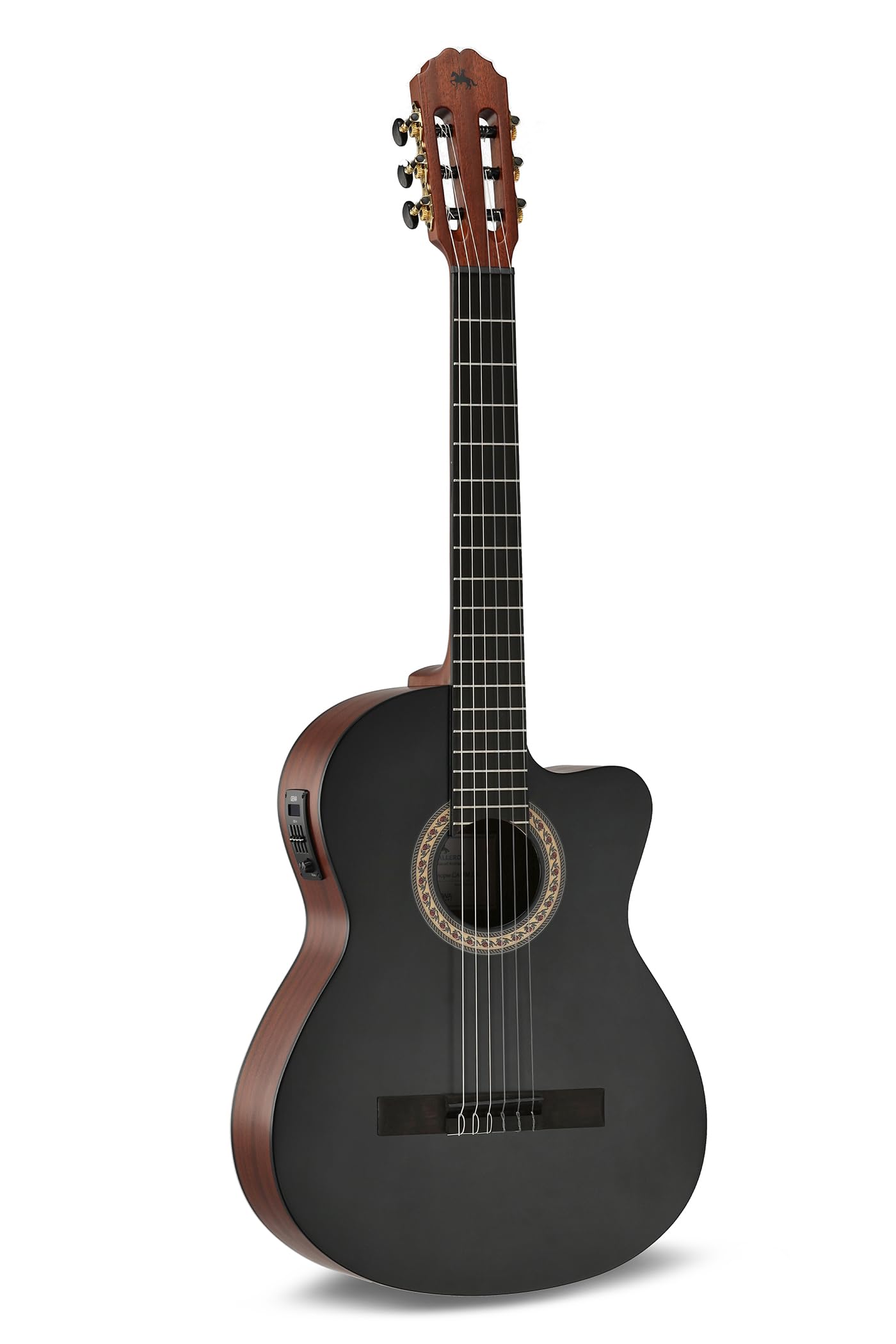 LUTHIER MANUEL RODRÍGUEZ E-Akustikgitarre Caballero Principio - Black Top Cut - Massive Fichtendecke schwarz - Boden/Zarge Sapelli Mahagoni - ETC-4 Preamp - CA-PM SB