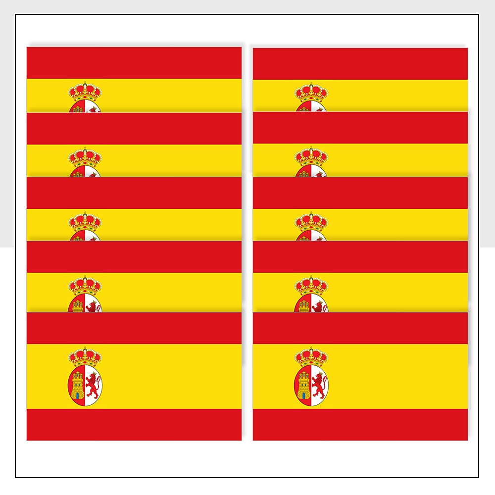 Packwith Spanish Flag Laptop Sticker Waterproof Pack Of 10 (25Mm X 15Mm) Esp Flag Labels For Bike Van Helmet Car Packwith® #P1061