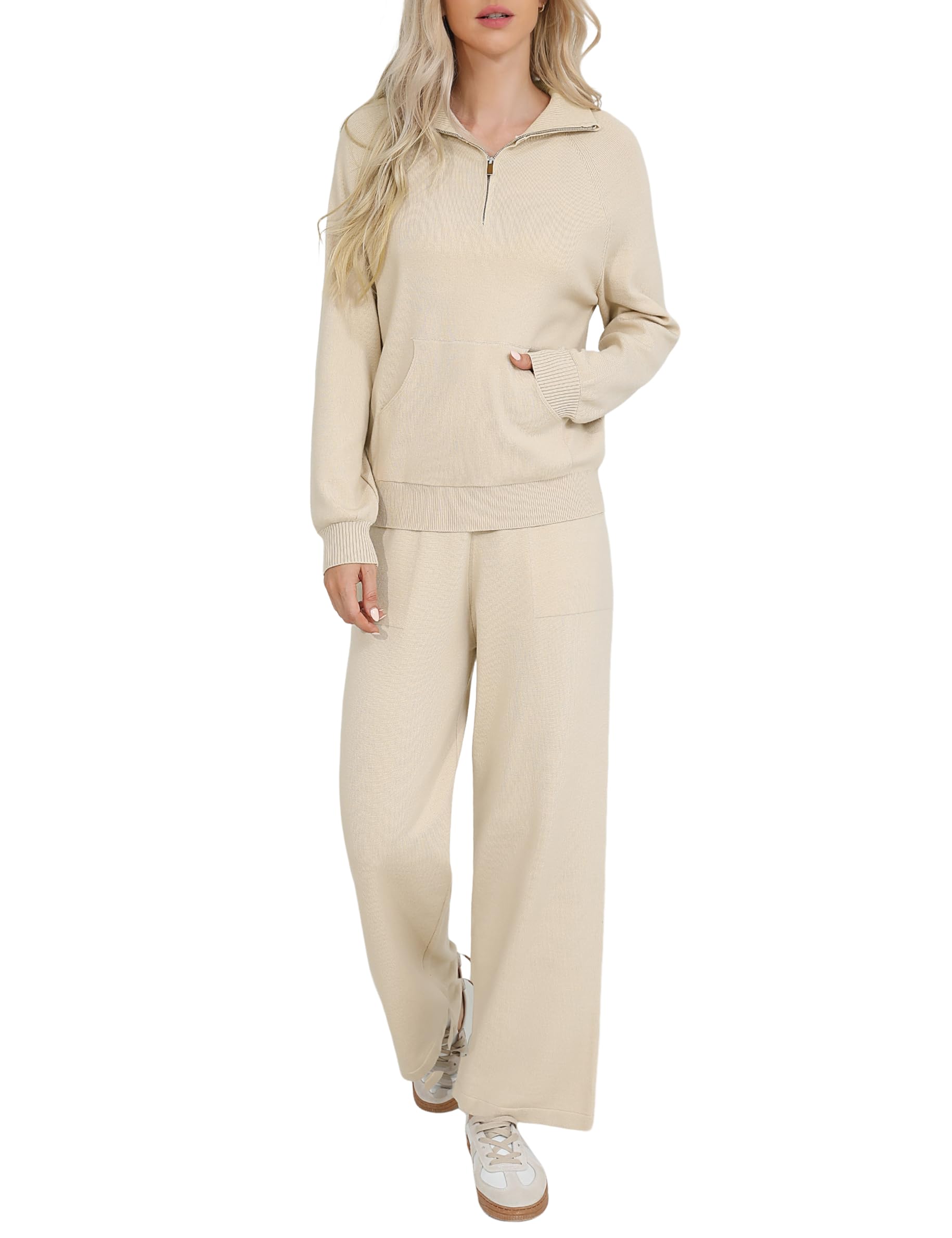 Totatuit Damen Jogginganzug Set Trainingsanzug Hausanzug Elegant Freizeitanzug Reißverschluss Lang Tracksuits S-2XL