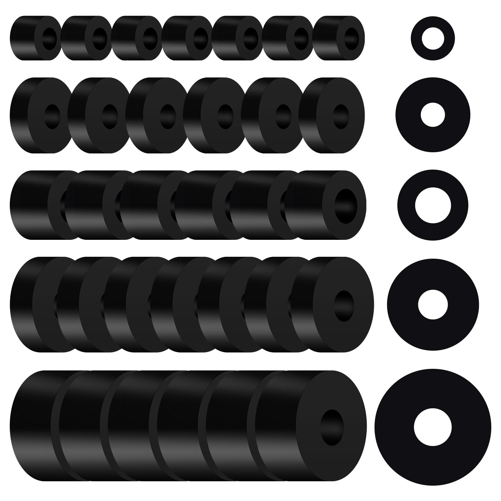 30 Pcs Multi Purpose Rubber Spacer 5 Sizes Spacers Thick Washer Rubber Bushings Washers for Screws Anti Vibration Spacer Bushings Flat Washer