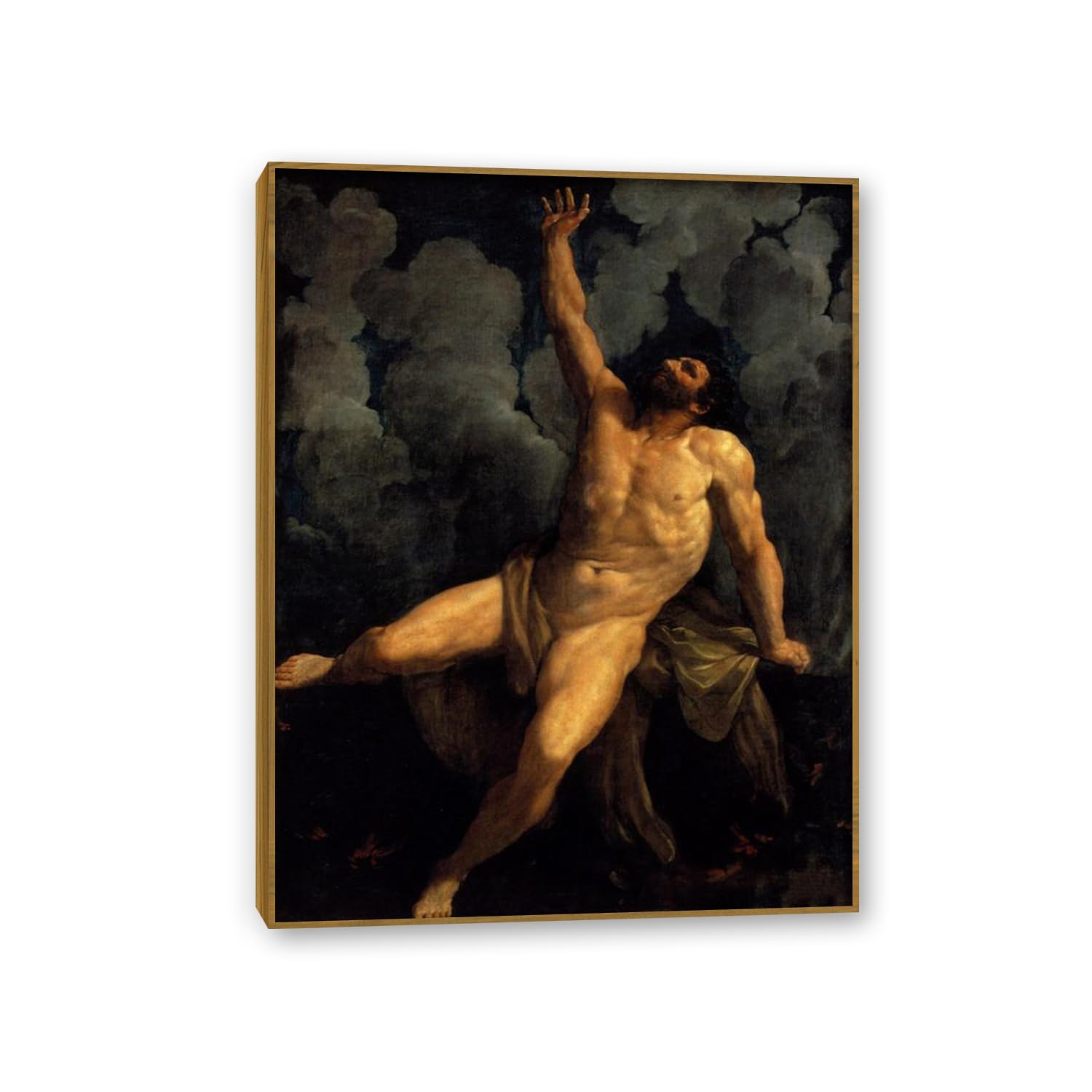MYCGGDGH Guido Reni Canvas Print Wall Art Hercules on the Pyre Famous Giclee Art Religious Paintings Artwork Picture Poster Wall Decor for Living Room Offices Church 50x40cm(20x16in) Teak Frame