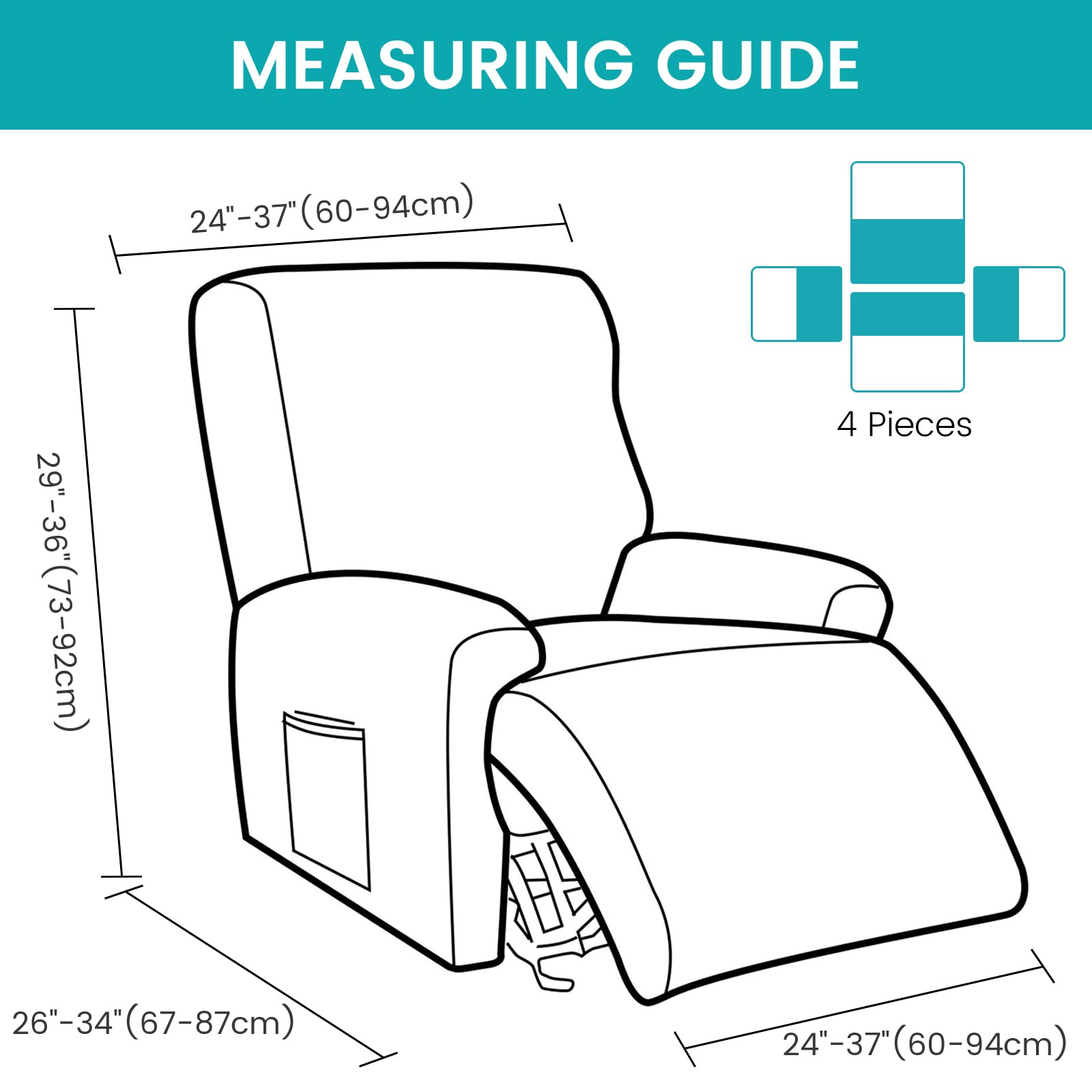 OKYUK Funda de Sillón Relax, Alta Elasticidad para Sillón Relax Reclinable Funda Reclinable 4 Piezas con Bolsillos Laterales, Extraíbles y Lavables Fundas Protector(Space)