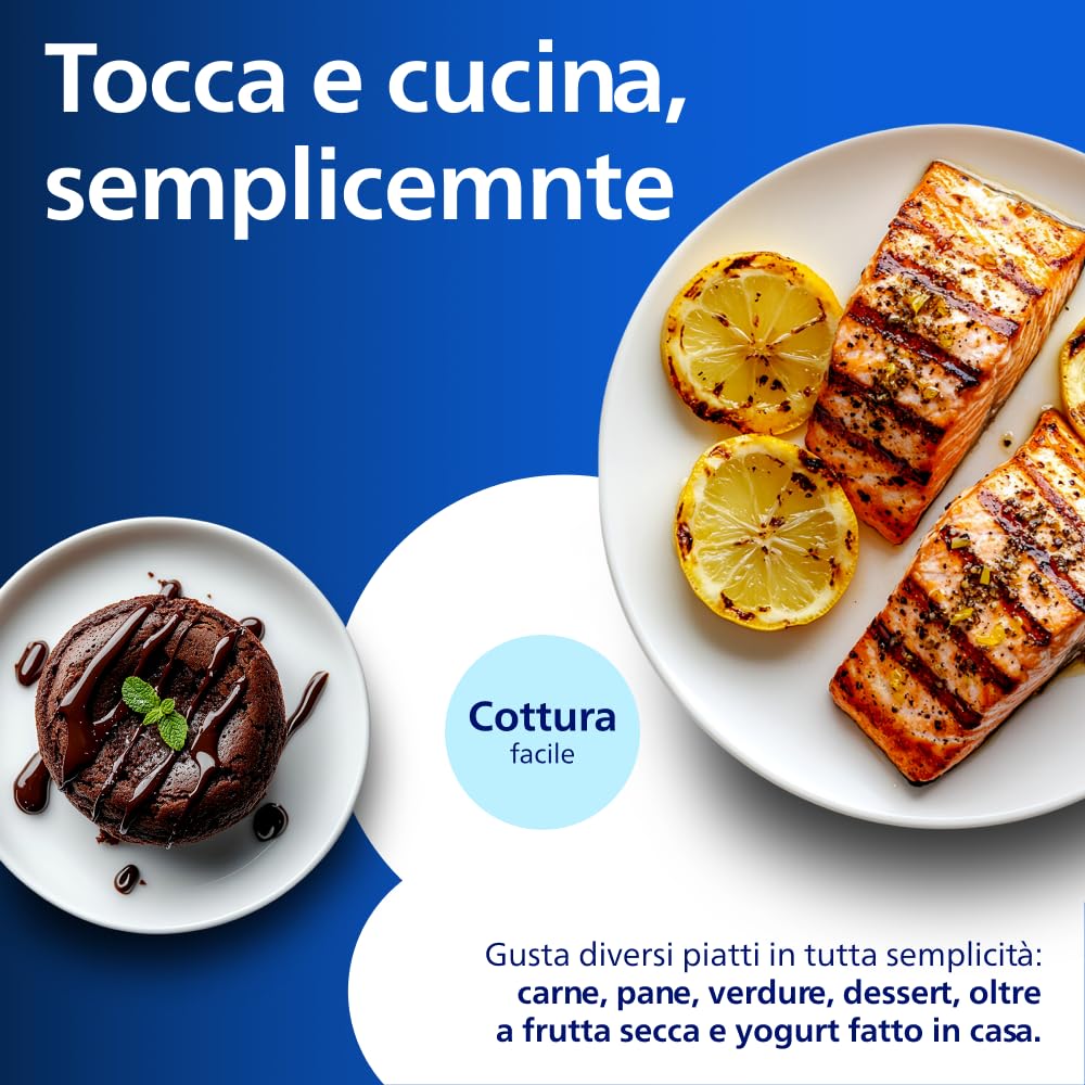 Philips Airfryer Serie 5000 con vapore: Frittura ad aria, cottura a vapore o combinata, 21 modalità, Capacità 7,2 L, Tec. RapidAir Plus, finestrella, Rivestimento ceramica, Auto SteamClean (NA540/00)