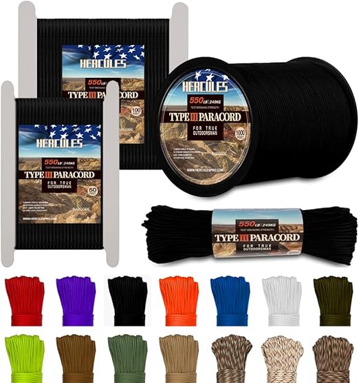 HERCULES Type III Paracord 550 Paracord Rope Parachute Cord