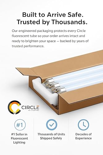 Miniatura 5 de Circle - Paquete de 25 bombillas fluorescentes lineales T8 F32T8/SP865, 32W, 6500K, 48 pulgadas Luz blanca diurna de 6500 K