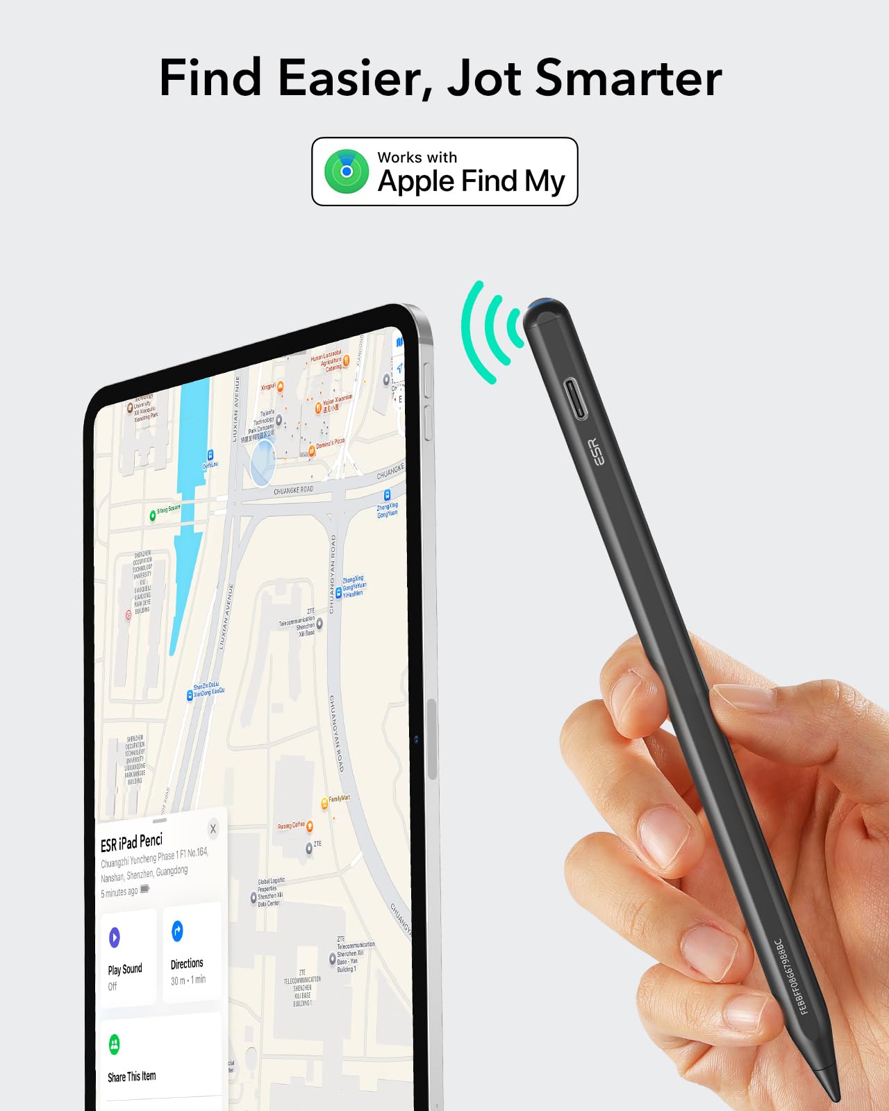 ESR Geo Digital iPad Pencil for iPad 2018-2026, Find My, Easy Shortcuts — Amazon image 2