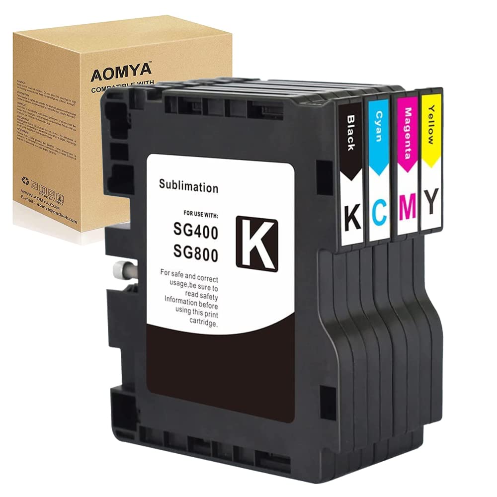 Aomya Paquete de 4 Cartuchos de Tinta de sublimación SG400 SG800 para Transferencia de Calor Compatible con SG3100 3100SNW 3110DN 3110DNW 3100FNW 7100DN 2100N 2010L
