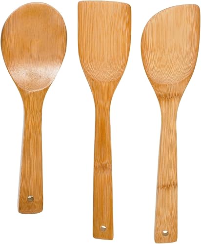 IMUSA Juego de cucharas de utensilios de cocina de Estados Unidos 3 piezas bambú