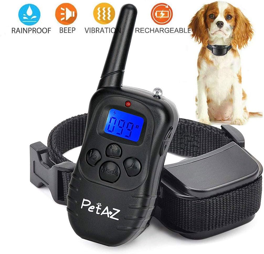 PetAZ Dog Training Collar Electric Dog Shock Collars 330 Yards rang Remote, Rechargeable and Rainproof Beep/Vibration/Shock for…