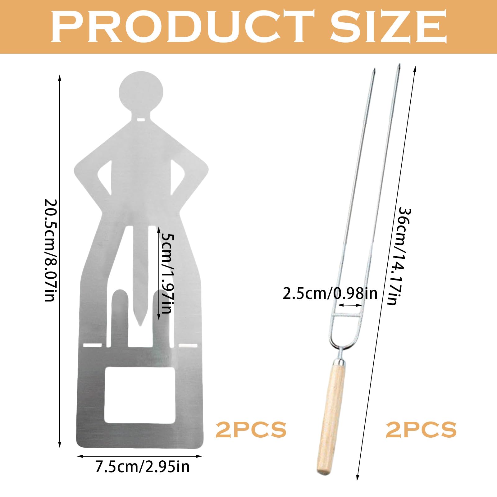 2 Piezas Soporte para Salchichas de Barbacoa de Acero Inoxidable, Tenedor de Trinchar con Mango, Creativo para Barbacoa de Salchichas, Ideal para Camping Picnic al Aire Libre y Cocina