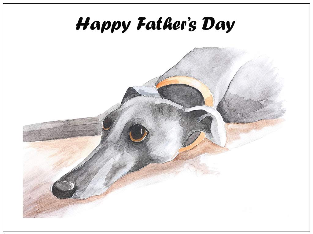 Fathers Day Card Greyhound Whippet Lurcher Italian Dog - CUSTOM TEXT