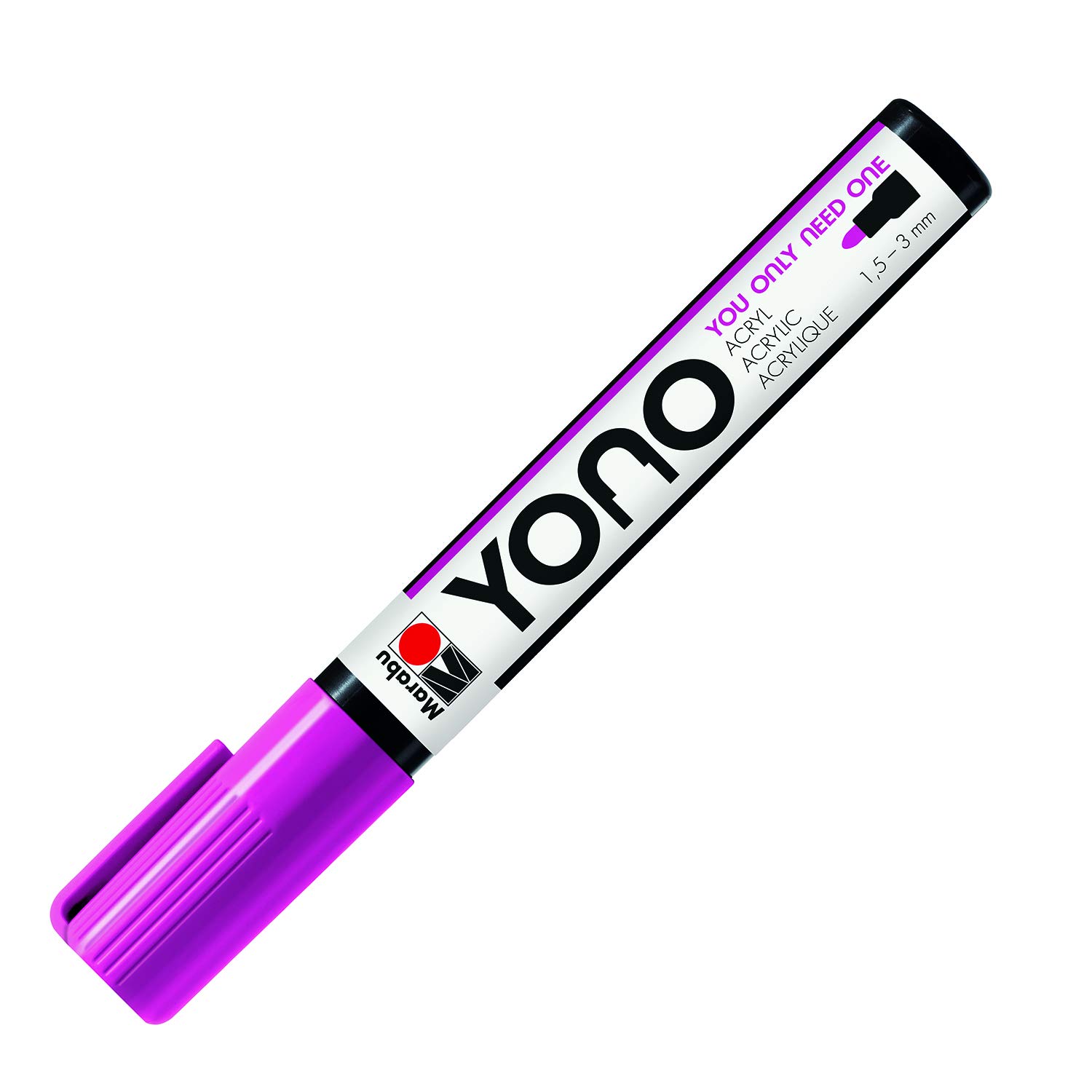 Marabu 12400103014 12400103014-YONO Marker, Magenta 014, Versatile Acrylic Pen with Japanese Bullet tip, Water-Based, Non-Fading and Waterproof, for Almost All Surfaces, 1.5-3 mm