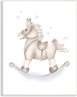 Stupell Industries Gentle Rocking Horse Blue Stars Nursery Playroom, Design by Studio Q