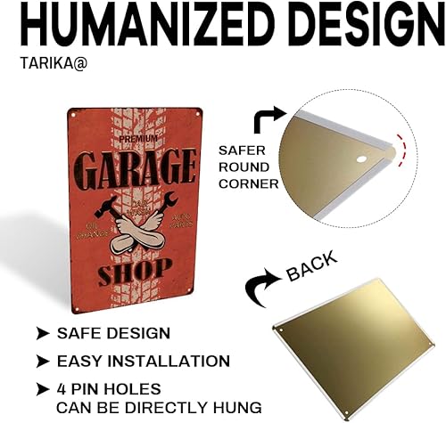 Miniatura 4 de Letrero de lata de metal mecánico con cambio de aceite para lavado de autos, regalo para mecánico, divertidos letreros retro de 8 x 12 pulgadas,