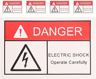 Lot de 5 Autocollants D’Avertissement Électrique 60X40 MM en Papier Huilé pour Panneaux de Danger D’Électrocution Étiquettes Adhésives Industrielles Sécuritaires pour Clôtures et