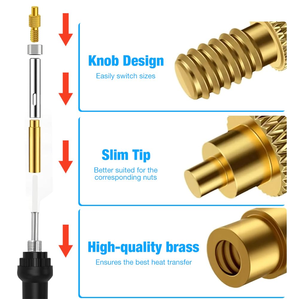 AOBOPLE Kit Saldatore 80W Con 130 Inserti Filettati M2-M8 E 6 Punte – Per Stampa 3D E Plastica