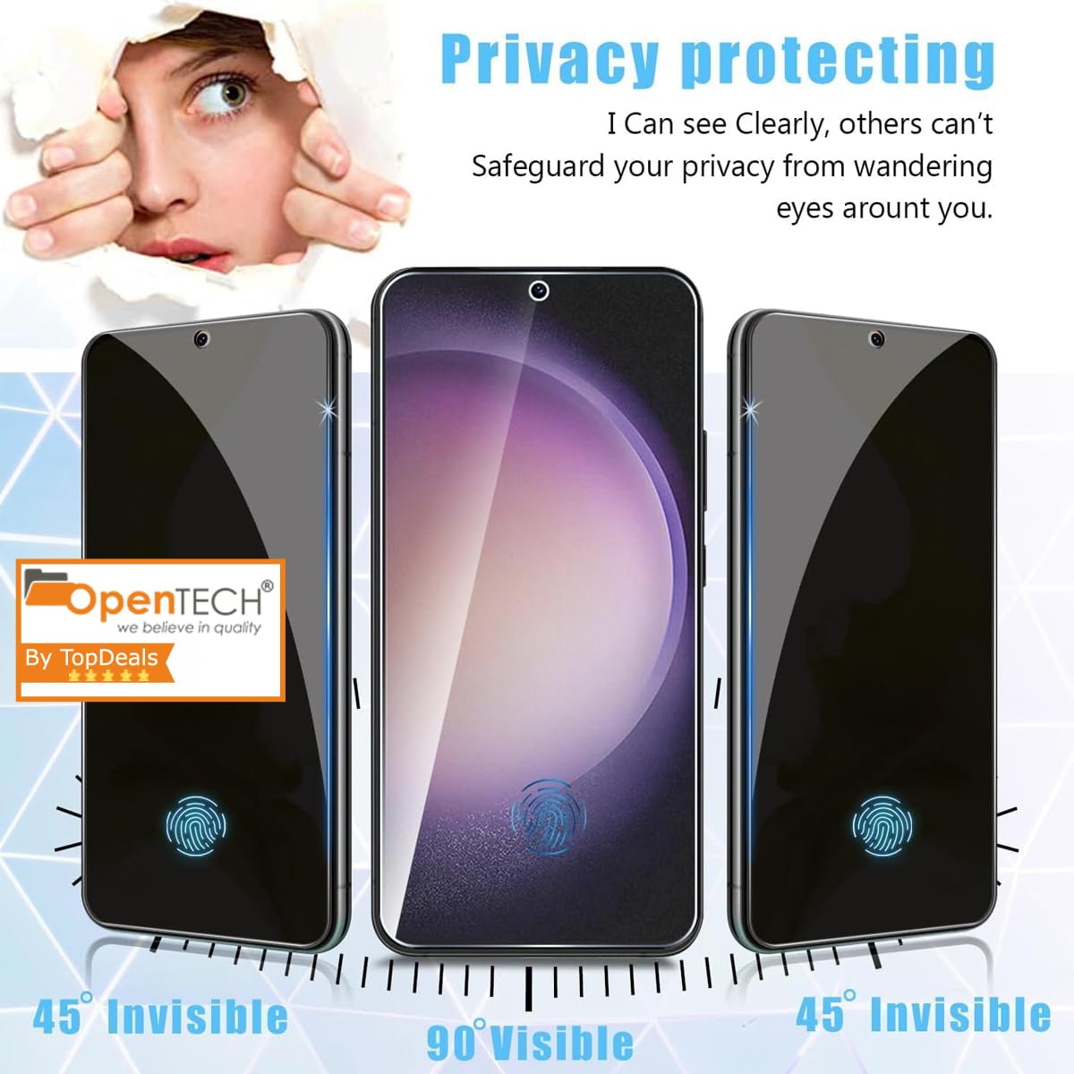 OpenTech® Privacy Tempered Glass Screen Protector Compatible for Samsung Galaxy S24 / Samsung Galaxy S25 with Edge to Edge Coverage and Easy Installation kit — Amazon image 4
