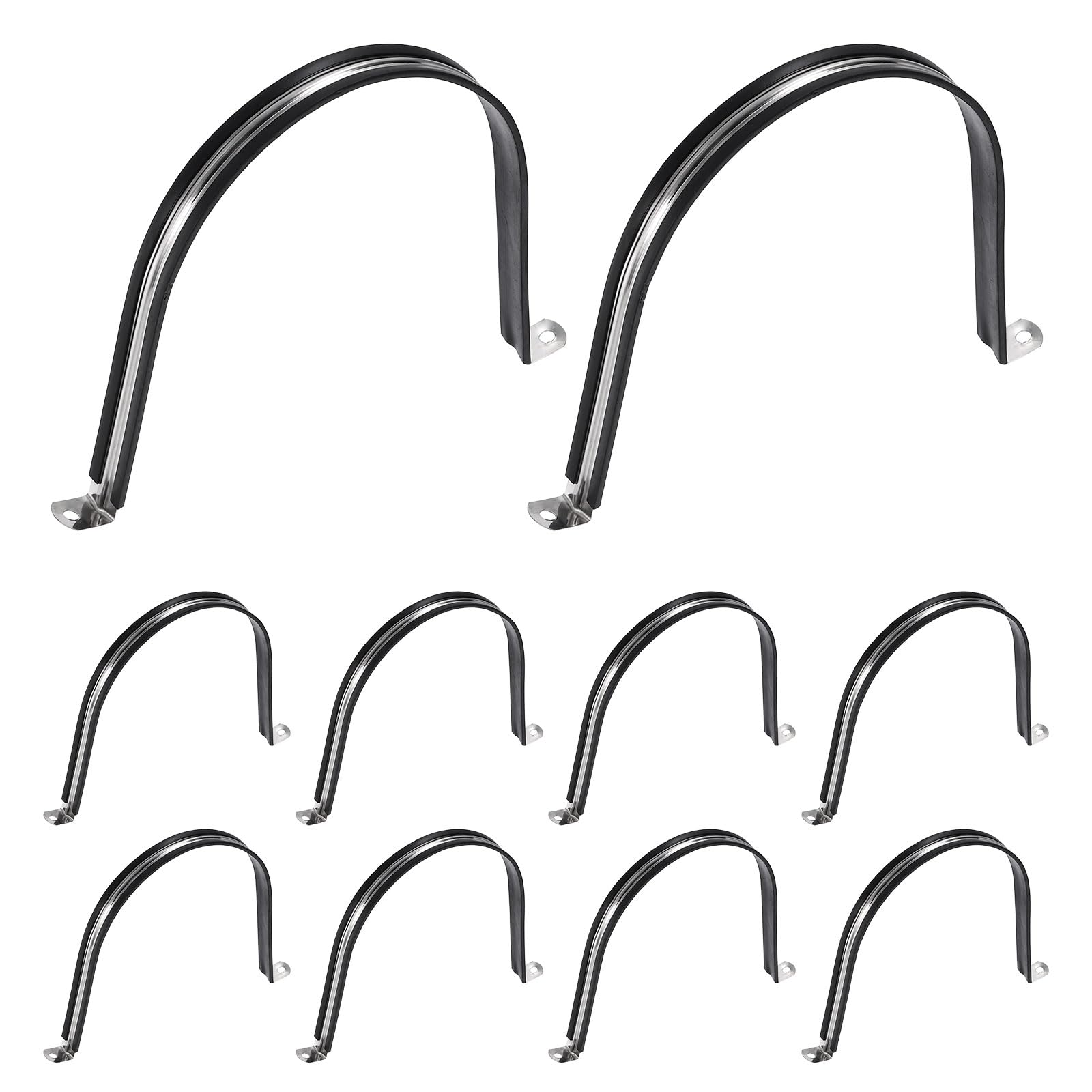 sourcing map 10Pcs M170 U-Tube Strap Clamp, 165mm 304 Stainless Steel Lined Clip Plastic Cushioned Insulated Clamp for Automotive Industrial Marine Household