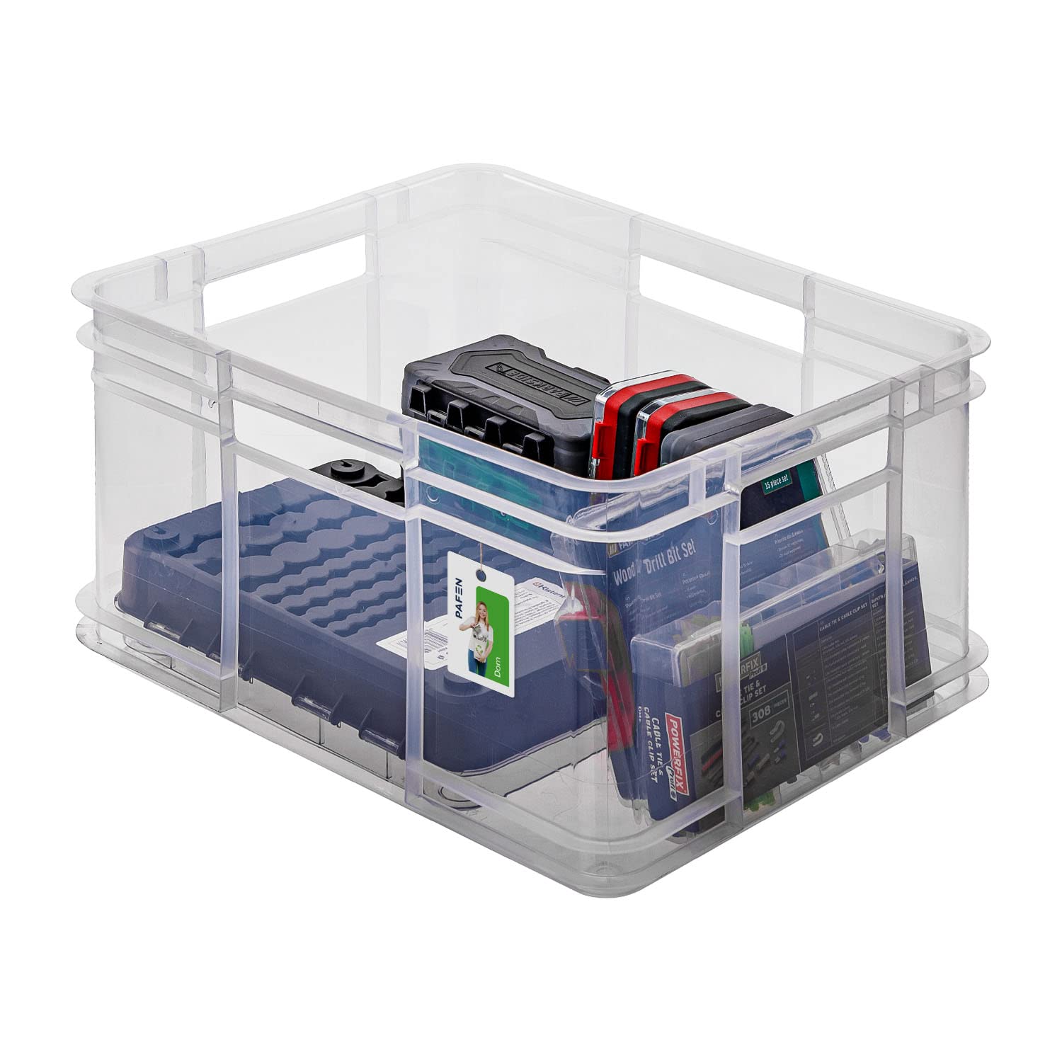 PAFEN 6x Eurobox impilabile 28l - 43 x 35 x 24 cm - contenitore per stoccaggio Euro-box trasparente impilabile per trasporto Euro-box in PP