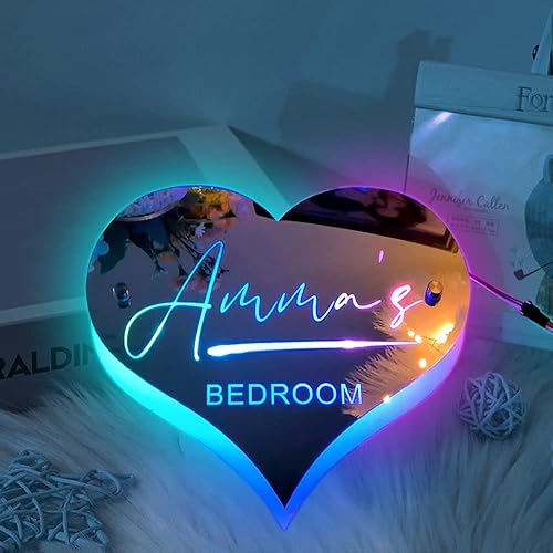 Miniatura 6 de Espejo de dormitorio con nombre personalizado, letreros de neón personalizados con luces LED, cumpleaños, boda, fiesta, letrero de nombre