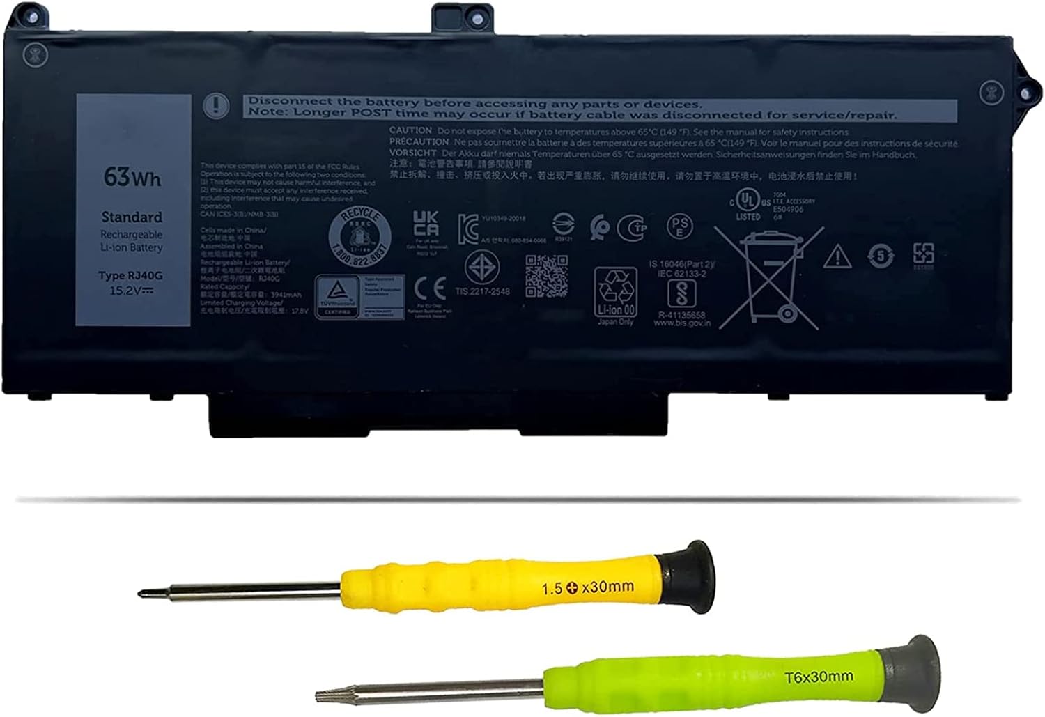 Vmaxxfanee RJ40G 63Wh Battery Replacement For Dell Latitude 14 5420 Latitude 15 5520