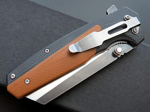 Miniatura 5 de Eafengrow EF68 Cuchillo plegable D2 hoja y mango G10 con rodamiento de bolas de clip, herramienta de transporte diario para supervivencia de rescate