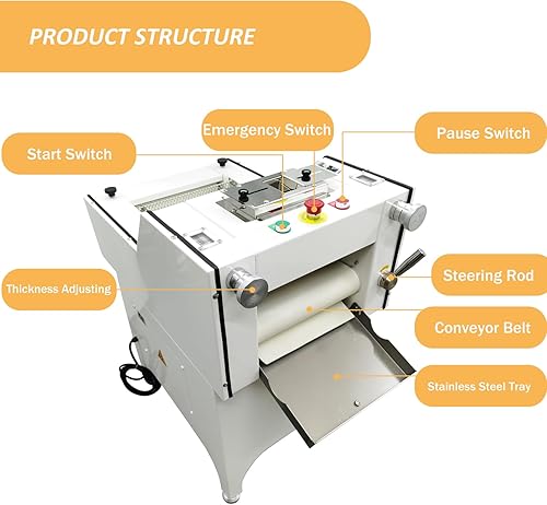 Miniatura 6 de 2 en 1 tostada comercial que forma la máquina y rodillo de laminador de masa 1.06oz-42.33oz (30g-1200g), producción 20Pcsmin, máquina formadora de
